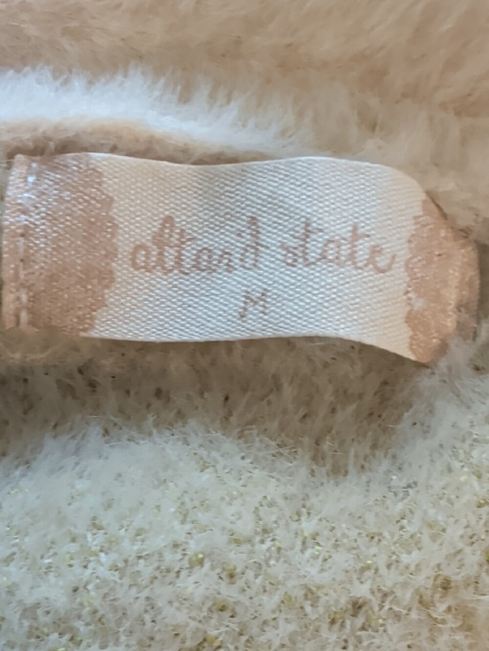 Altar'd State Cream Fuzzy Floral Button V-Neck Cardigan - Picture 6 of 7